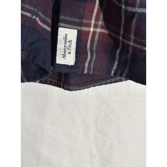 Abercrombie and Fitch Navy Plaid Flannel A&F Soft Collection Size Small - Picture 5 of 10